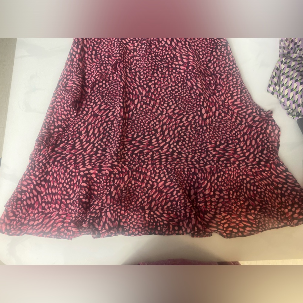 Bar III Pink Black Animal Print Ruffle Mini Dress Size 10 - Picture 12 of 13